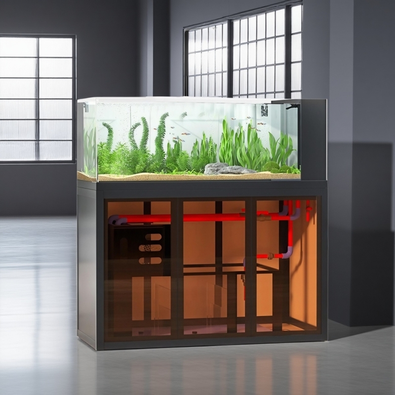 Aquarium Fish Low Maintenance - حوض أسماك بتصميم صناعي، نظام ترشيح