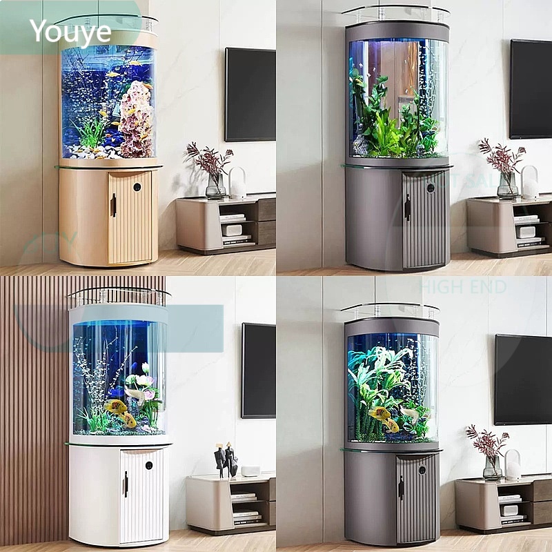 Aquarium Fish Low Maintenance - حوض سمك زجاجي نصف دائري من