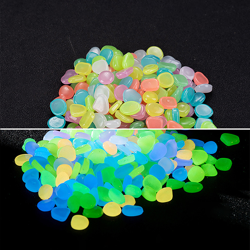 Aquarium Fish Glow In The Dark - 100 قطعة من الأحجار المضيئة للديكور