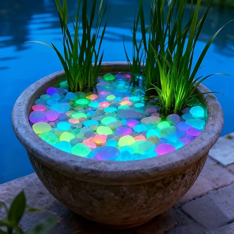 Aquarium Fish Glow In The Dark - 200 قطعة من الحصى المضيء في